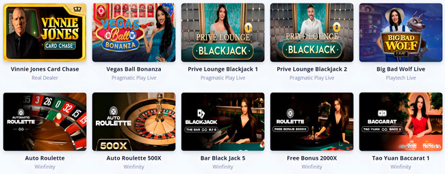 Mr Bet live dealer section