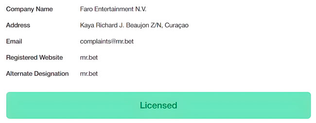 Mr Bet License